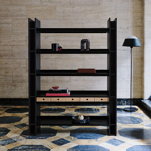 Genova Black Ebonized Oak Bookcase by Gianfranco Frattini
