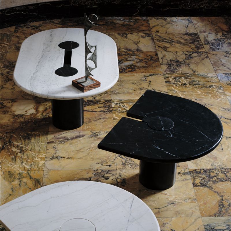 Liguria Rounded Black Marble Side Table with Black Marble Base by Gianfranco Frattini - image 3 of 11