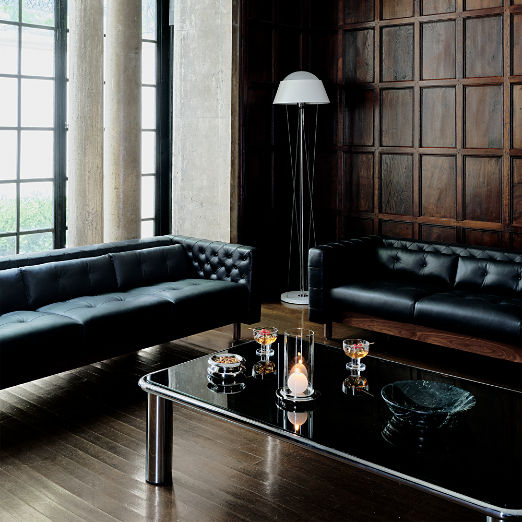 Marconi 3-Seater Tufted Leather Sofa Bello Black by Gianfranco Frattini