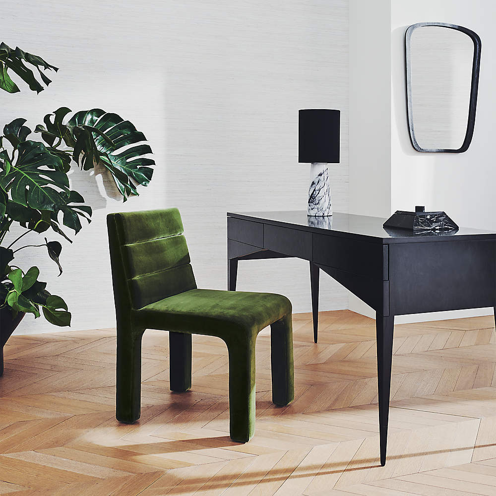 Cb2 green velvet chair sales