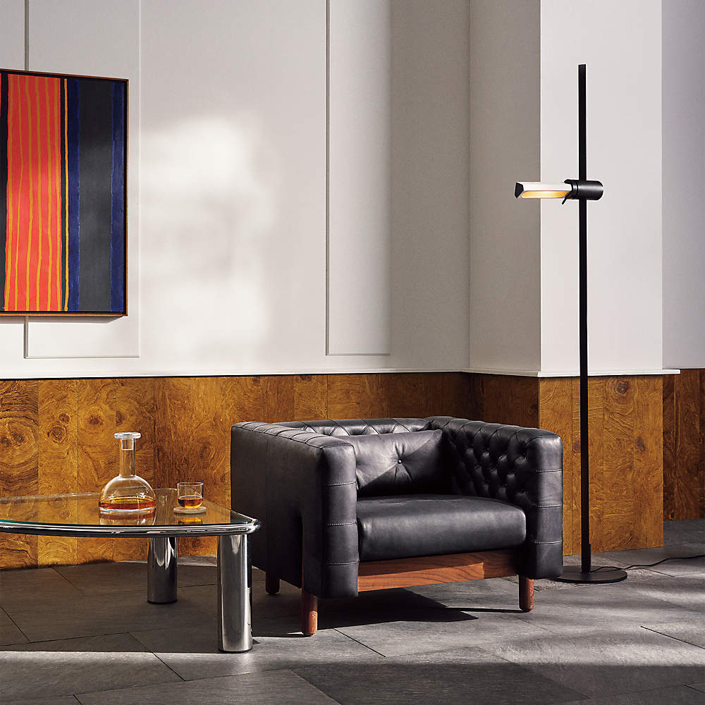 Cb2 leather sales accent chair