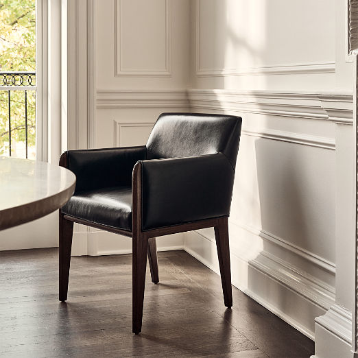 Casa Viva Black Leather Dining Armchair Set of 4