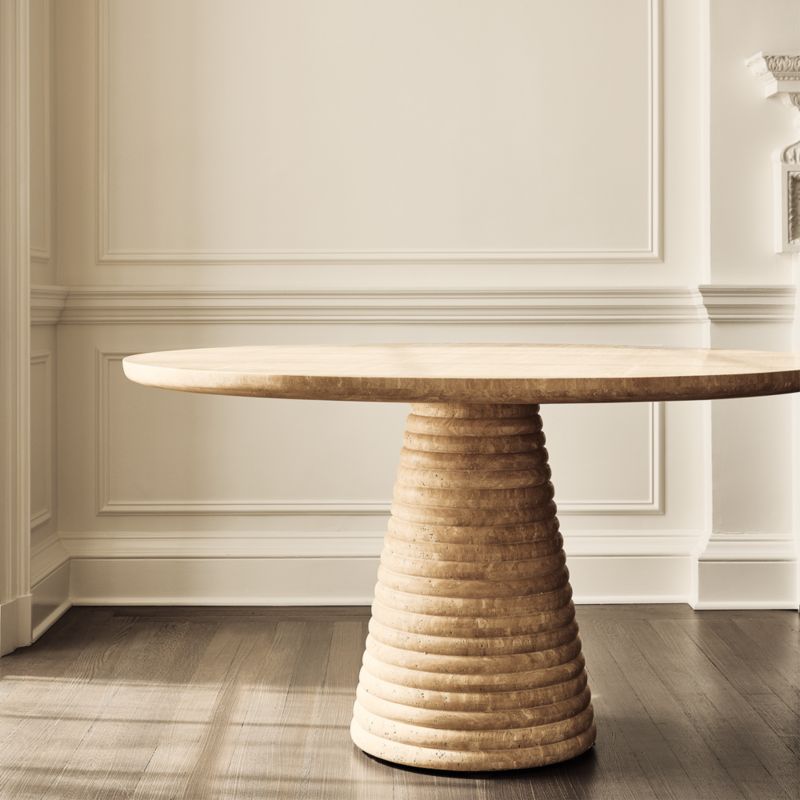 Taza 54" Round Travertine Dining Table - image 7 of 15