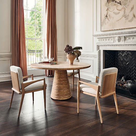 Taza 54" Round Travertine Dining Table