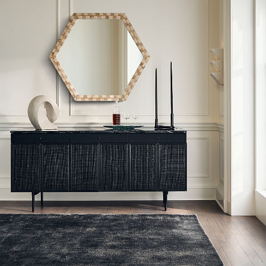 New England 71" Black Ebonized Oak Wood Console Table by Paul McCobb