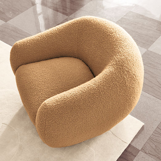 Laszlo Camel Brown Boucle Swivel Chair
