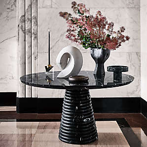 Round Dining Table ⌀ 90 cm Marble Effect Black BOCA 