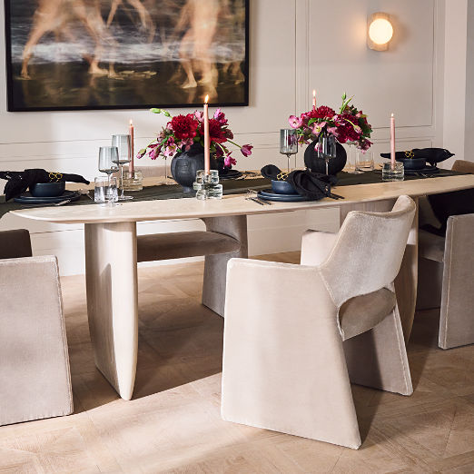 Foley Grey Faux Mohair Dining Armchairs Set of 4