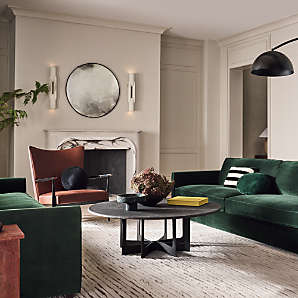 Dark green deals couch living room