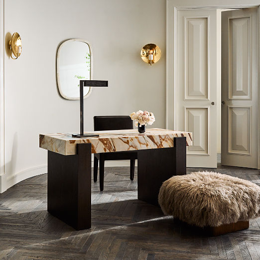 Spesso 54" 2-Drawer Marble and Walnut Desk