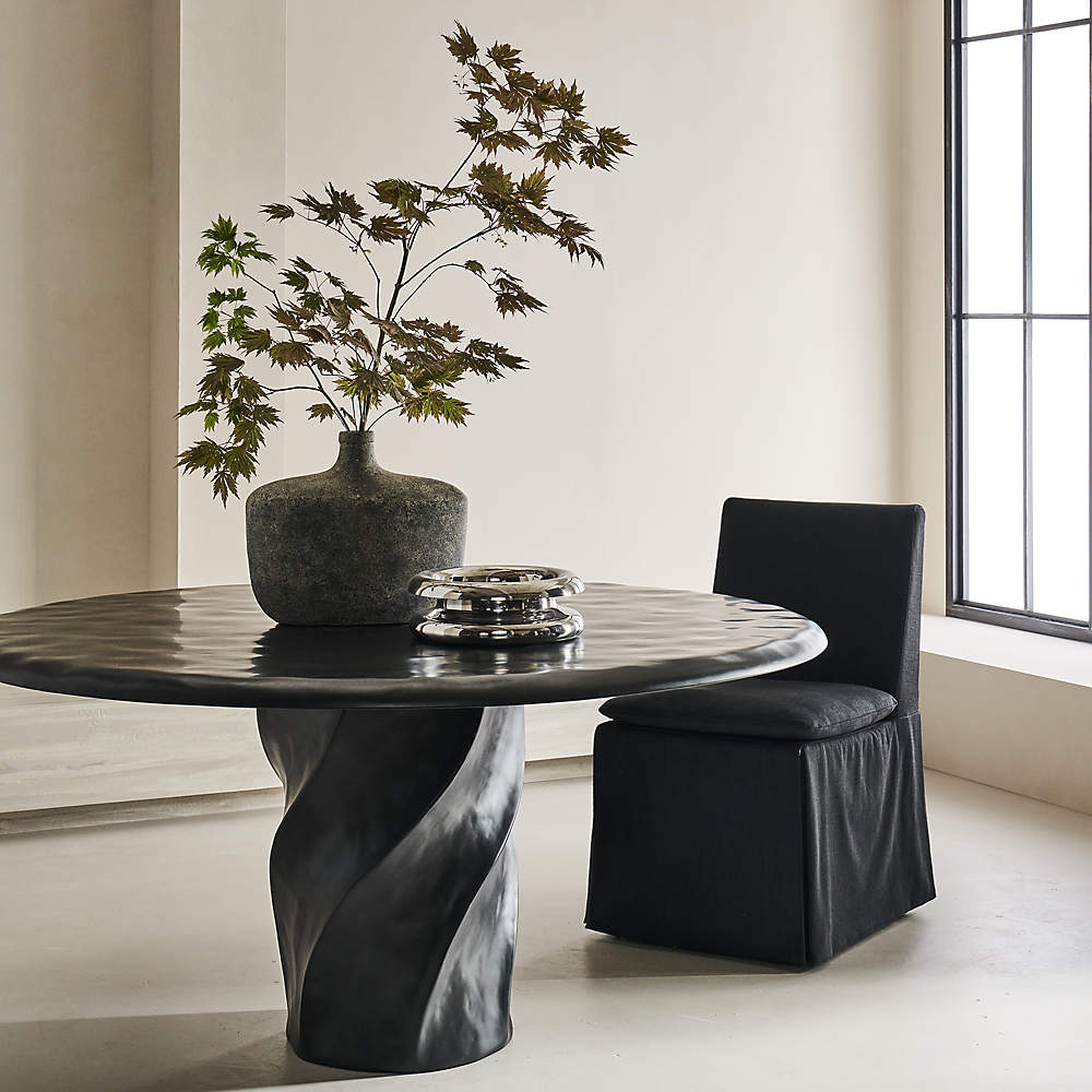 Lucia Luxury Round Solid Acacia Wood Dining Table in Black 120cm Diameter
