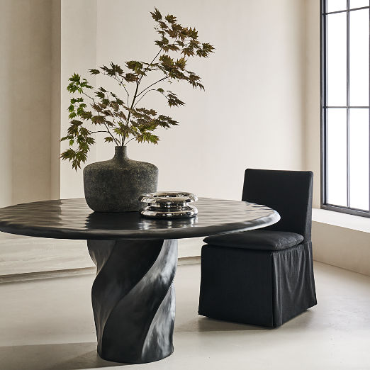 Lucia 60" Round Black Resin Dining Table