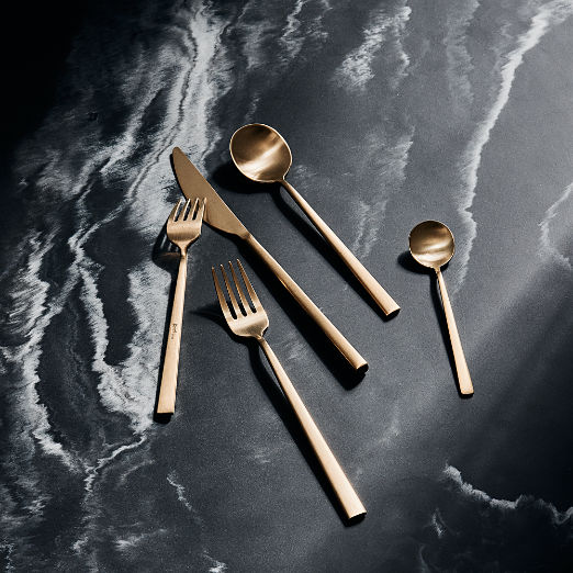 Galileo 5-Piece Brushed Gold Flatware Set