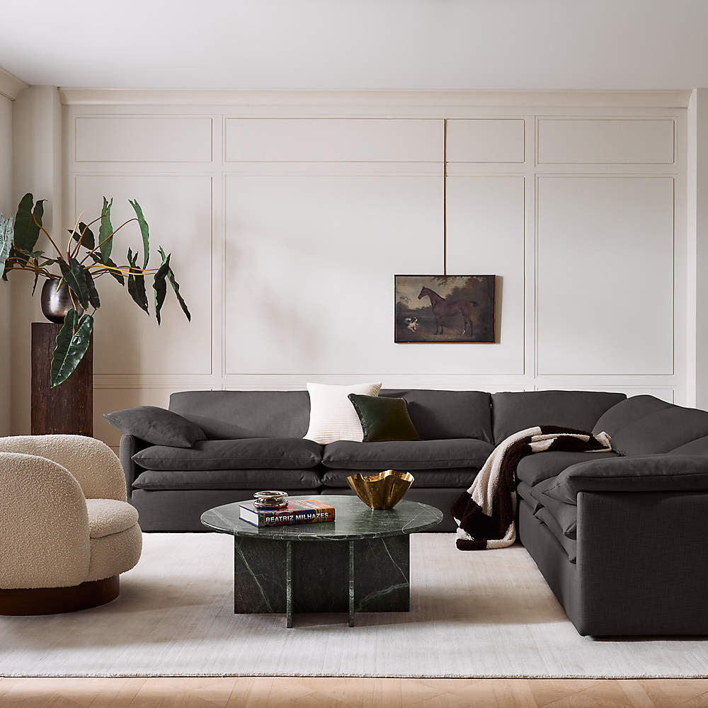 Black clearance linen sectional