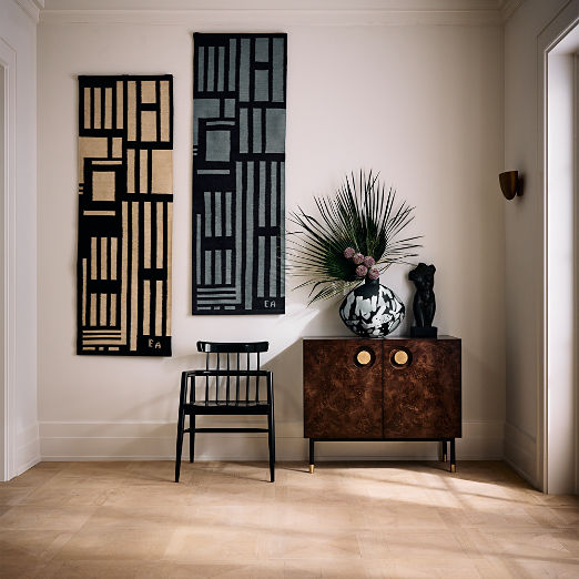 Carbon Brown Burl Wood Entryway Cabinet