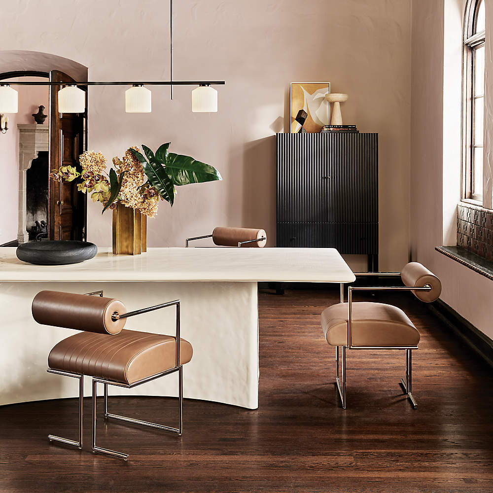 Cb2 leather hotsell dining chair
