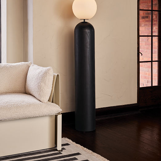 Ori Globe Floor Lamp with Black Wood Base