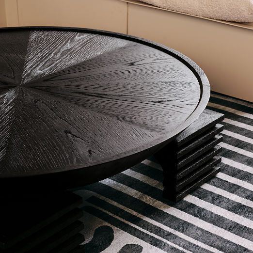 Dome 47.25" Round Ebonized Oak Wood Coffee Table