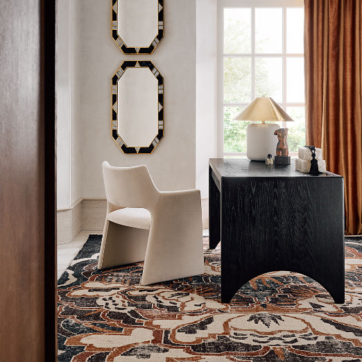 Ines 60" 3-Drawer Black Wood Desk