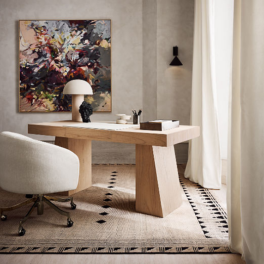 Ridge 66" Bleached Oak Desk with Drawer