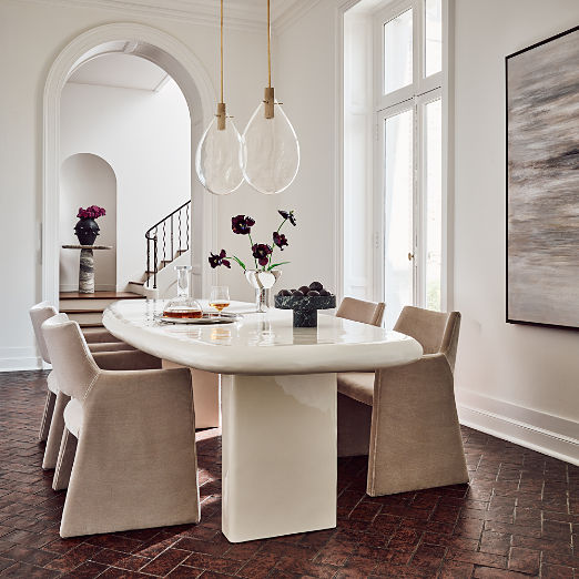 Calandra Glass and Travertine Pendant Light Large