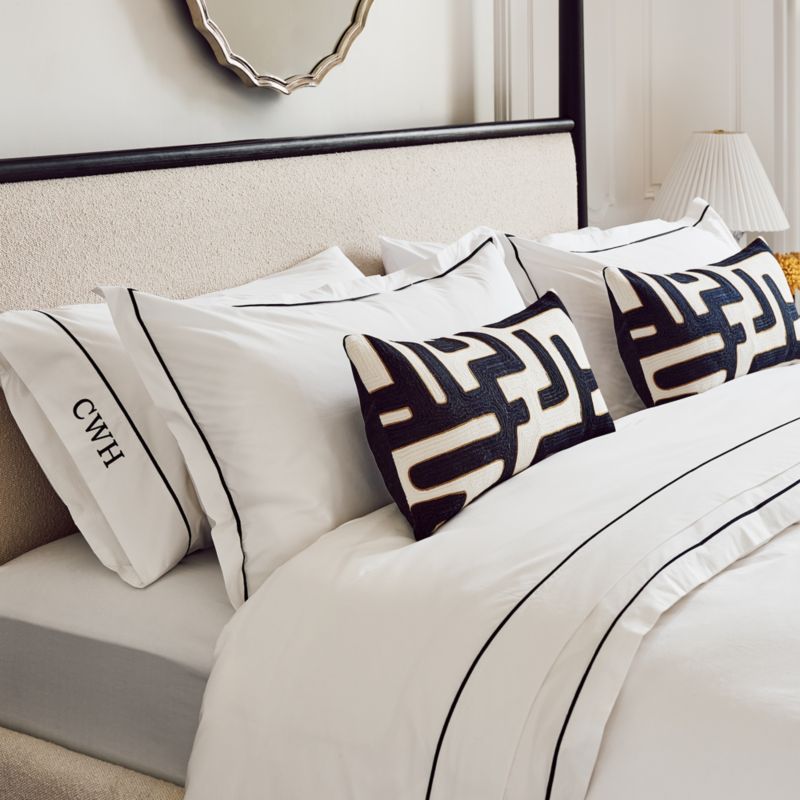 Marisal Organic Cotton Percale 400 Thread Count White and Black Full/Queen Duvet Cover