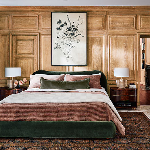 Diana Olive Green Velvet Upholstered Bed