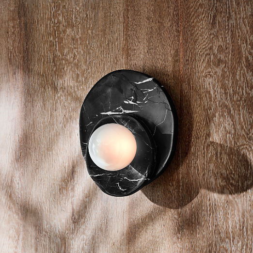 Astr Black Marble Wall Sconce Set of 2