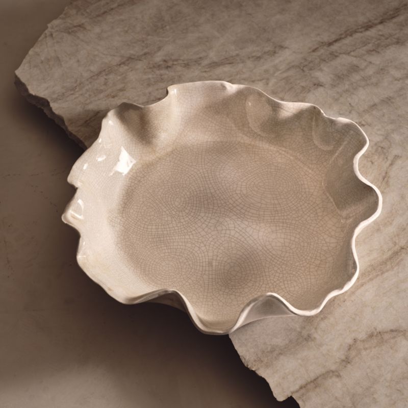 Valentia Warm White Crackled Ceramic Decorative Bowl - image 6 of 8