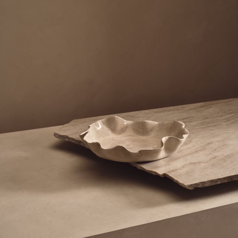 Valentia Warm White Crackled Ceramic Decorative Bowl - image 7 of 8