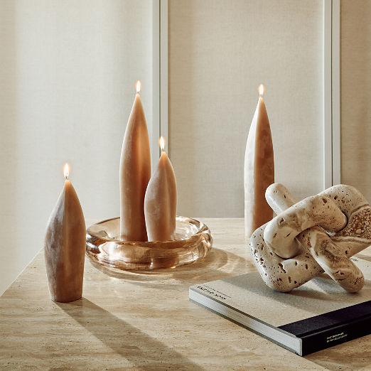 Light Brown Curved Pillar Candles