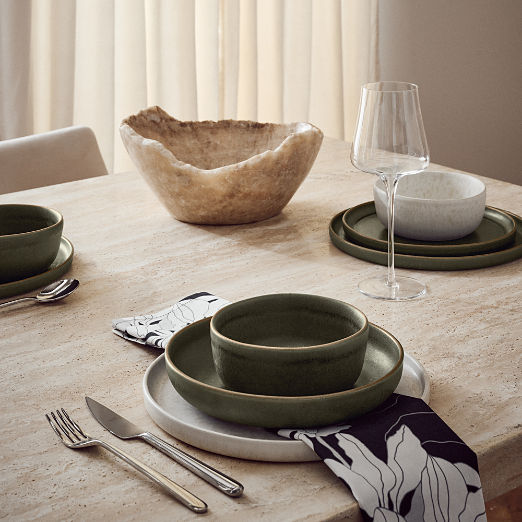 Drift Green Pasta Bowls with Reactive Glaze Set of 6