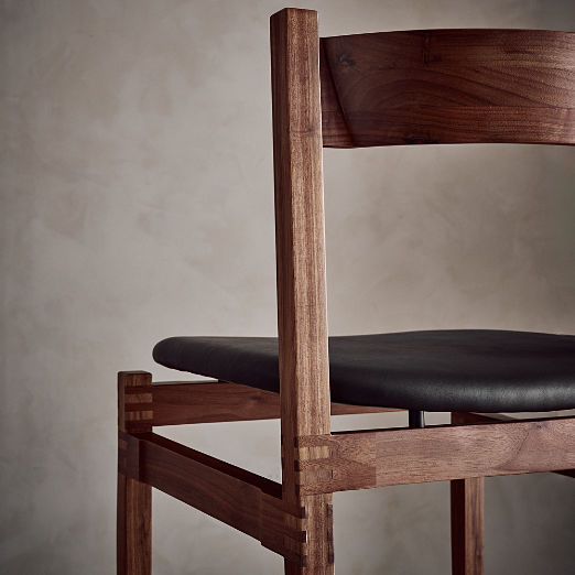 Ambrogio Walnut Wood and Black Leather Dining Chair by Gianfranco Frattini