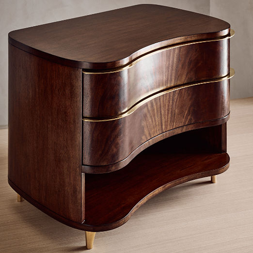 Egan 2-Drawer Dark Wood Nightstand