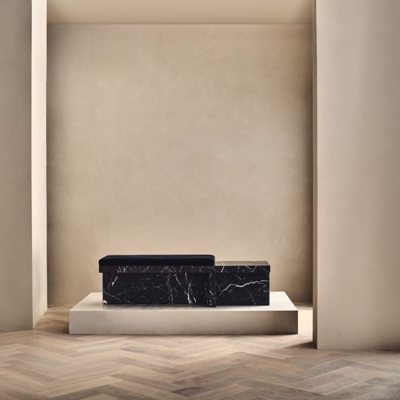 Pierre Black Marble Bench with Velvet Cushion - image 3 of 9