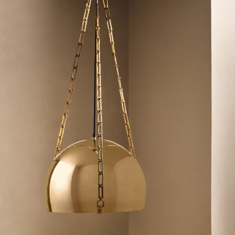 Dome Chain Link Unlacquered Brass Pendant Light - image 7 of 9