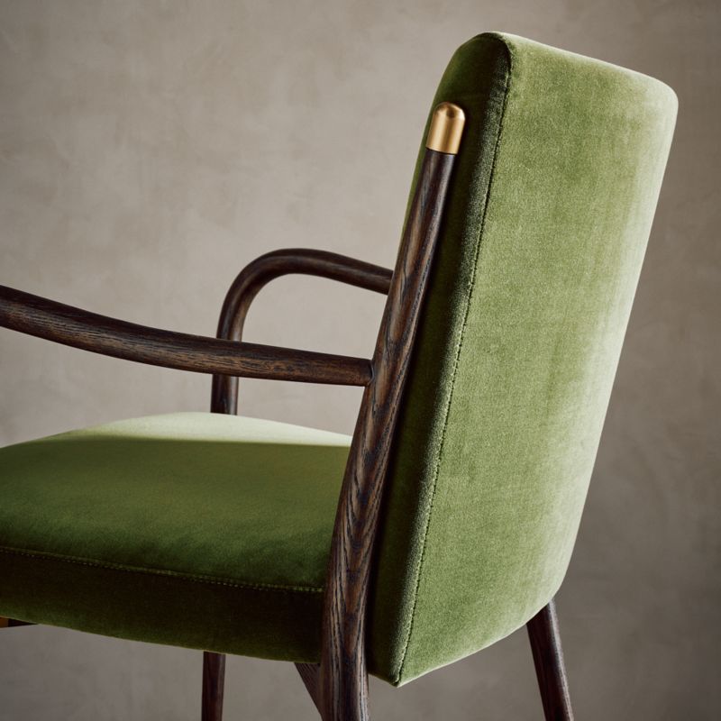 Norrie Forest Green Velvet Dining Armchair - image 5 of 13