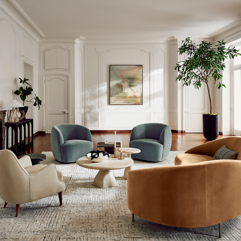 Gwyneth Light Blue Velvet Swivel Chair by goop - image 11 of 17