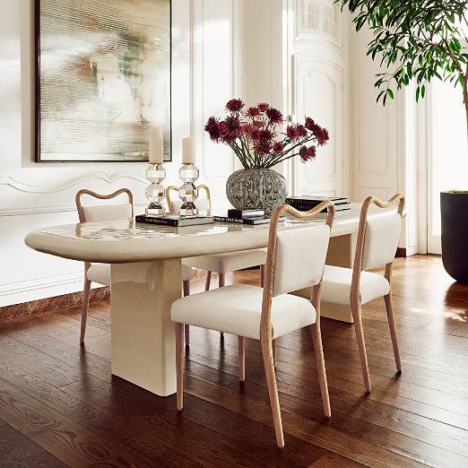 Monte Oak and Ivory Performance Fabric Dining Chair Set of 4