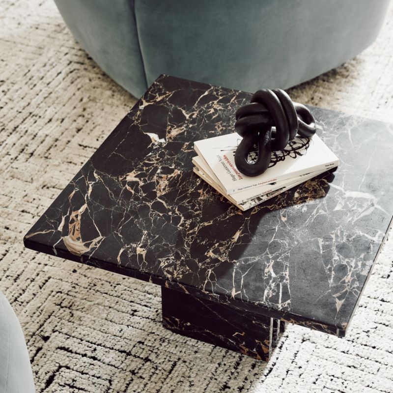 Carve Square Black Marble Side Table Medium - image 12 of 14