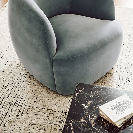 Gwyneth Light Blue Velvet Swivel Chair by goop