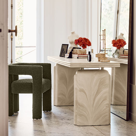 Remoli Swirled Cream Resin Desk (55" - 68")