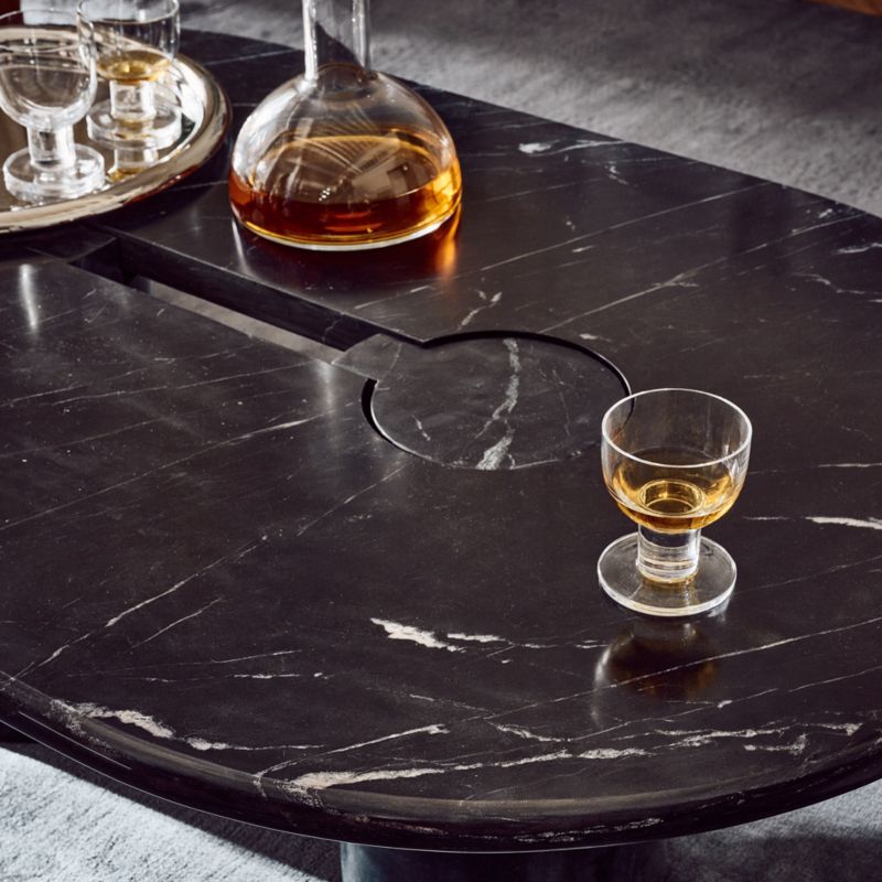 Liguria Oval Black Marble Coffee Table with Black Marble Base by Gianfranco Frattini - image 4 of 11