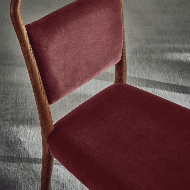 Monte Oak Wood and Rose Velvet Dining Chair - image 5 of 11