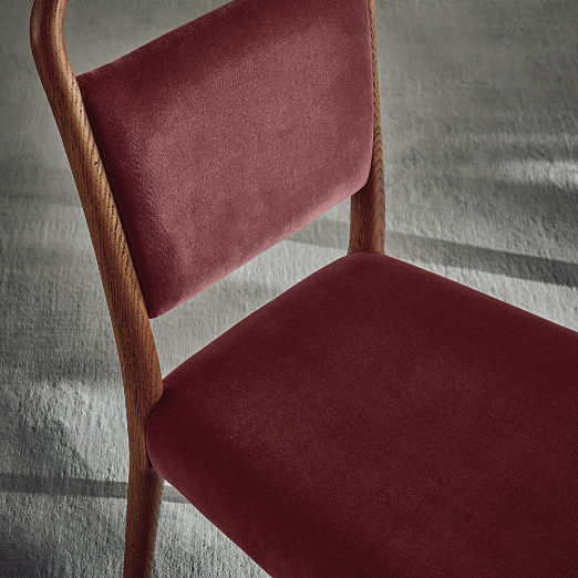 Monte Oak Wood and Rose Velvet Dining Chair