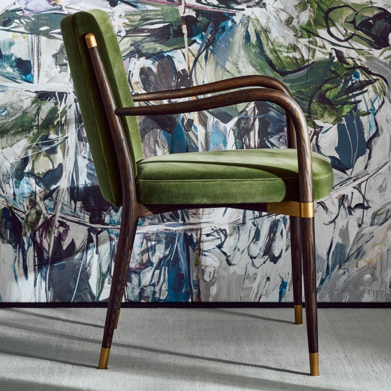 Norrie Forest Green Velvet Dining Armchair - image 6 of 13