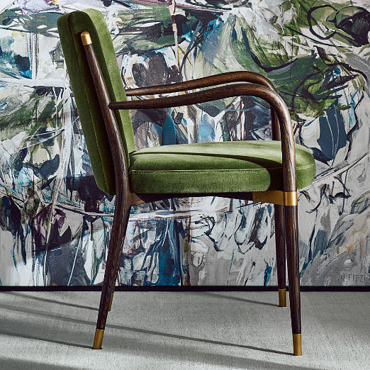 Norrie Forest Green Velvet Dining Armchair