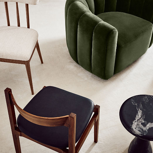 Fitz Channeled Green Velvet Swivel Chair