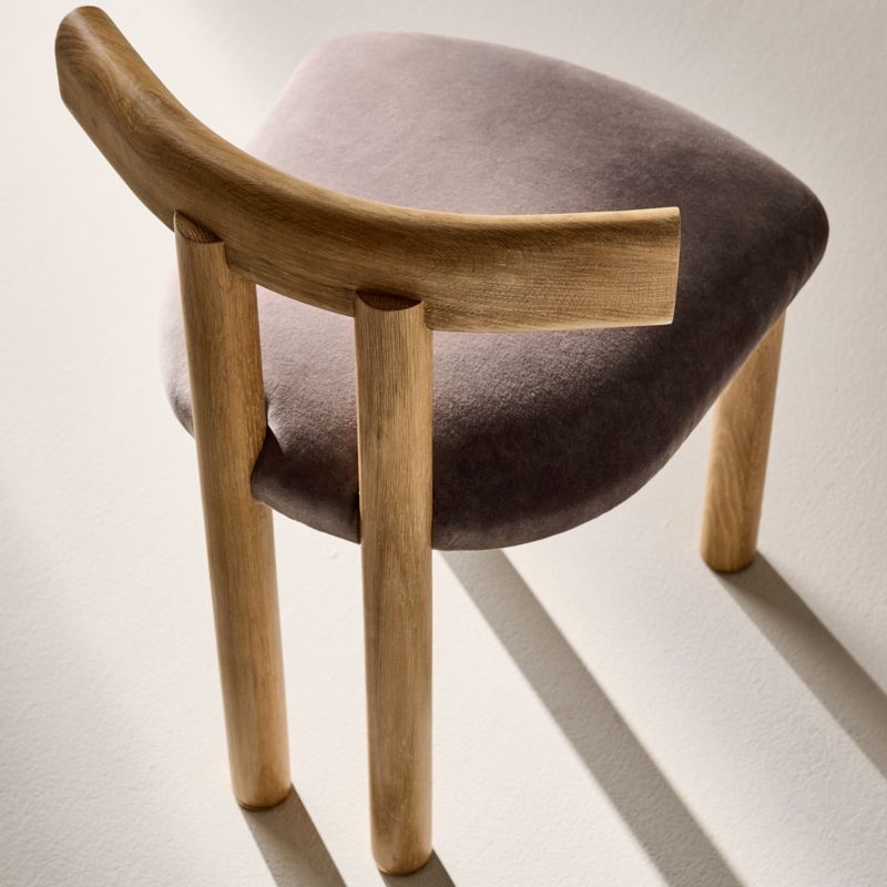 Perle Grey Performance Velvet and Oak Wood Dining Chair by goop - image 5 of 11