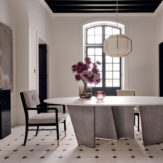 Genevieve Lacquered Wood and Sand Performance Velvet Upholstered Dining Armchair by goop